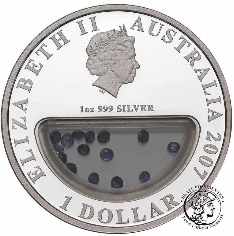 1 Dolar 2007 Skarby Australii szafiry st.L